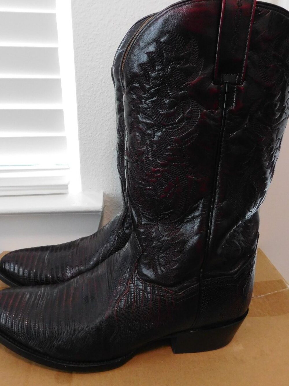 Dan Post teju lizard black cherry 12 D width - Picture 4 of 10